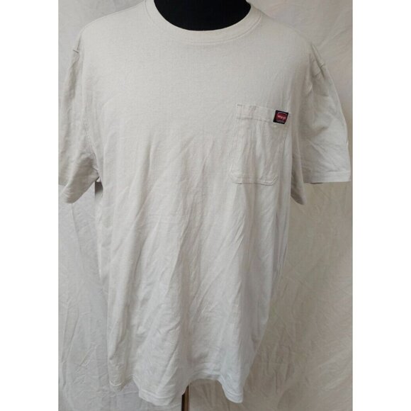 Wrangler Mens 2XL 50-52 Ivory Riggs Workwear Pocket Logo Short Sleeve Tee Shirt - Picture 1 of 11